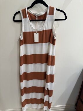 Z Supply Lida Rust and White Striped Tank Maxi Dress small NWT